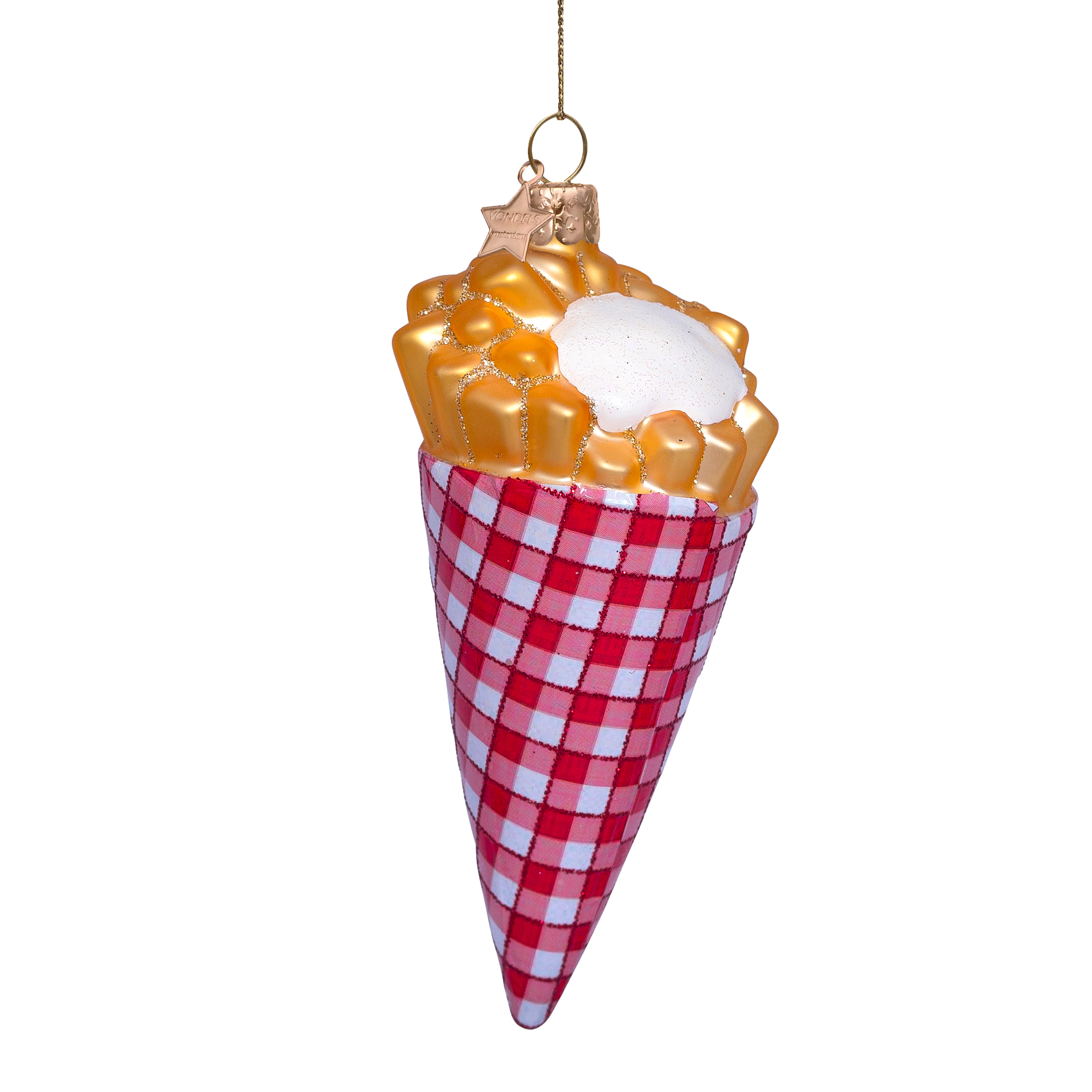 Weihnachtsanhänger Pommes mit Mayonnaise, Glas,  Höhe. ca. 11 cm 