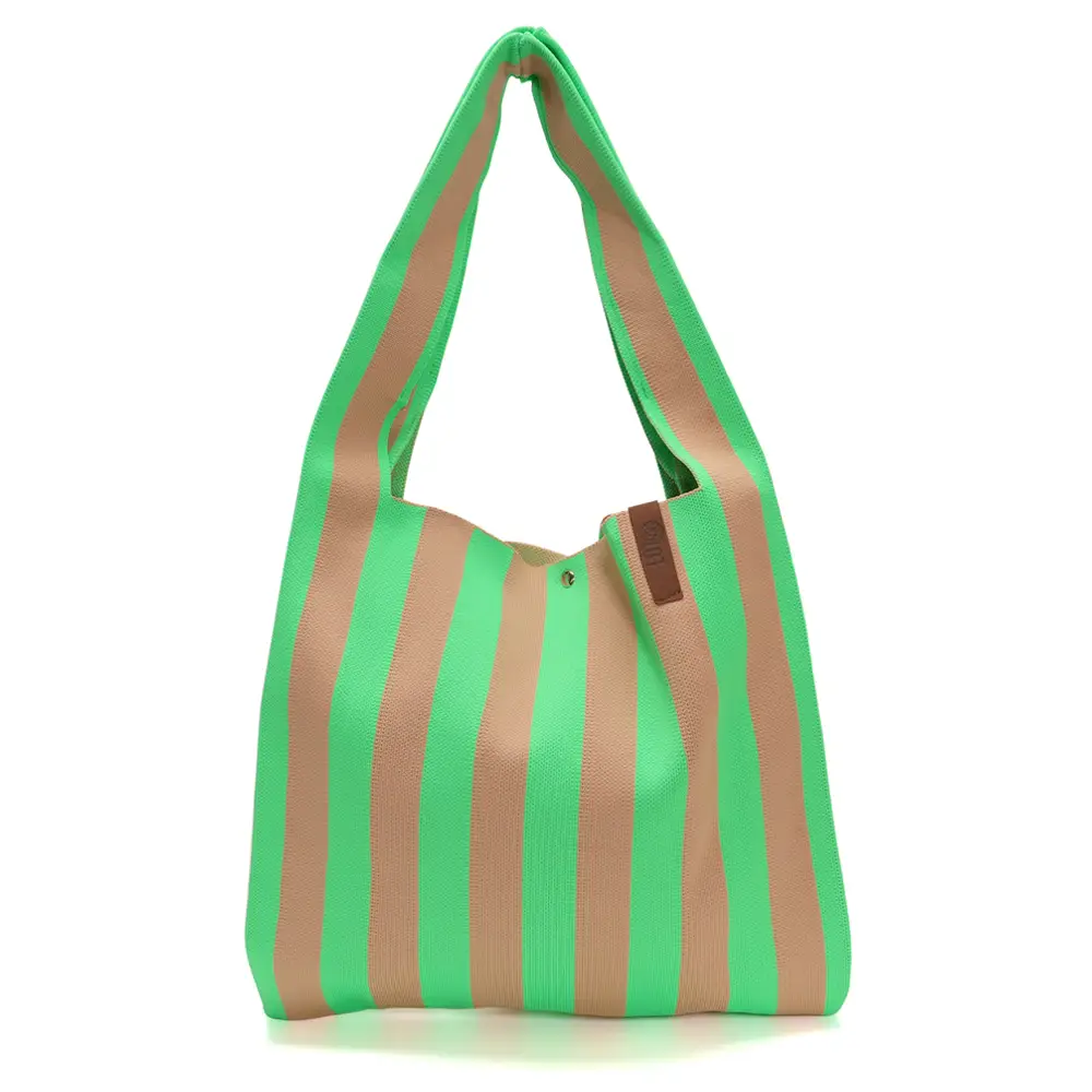 LOT83 Shopper Lois 98, Streifen Maigrün, ca.  45 x 35 cm