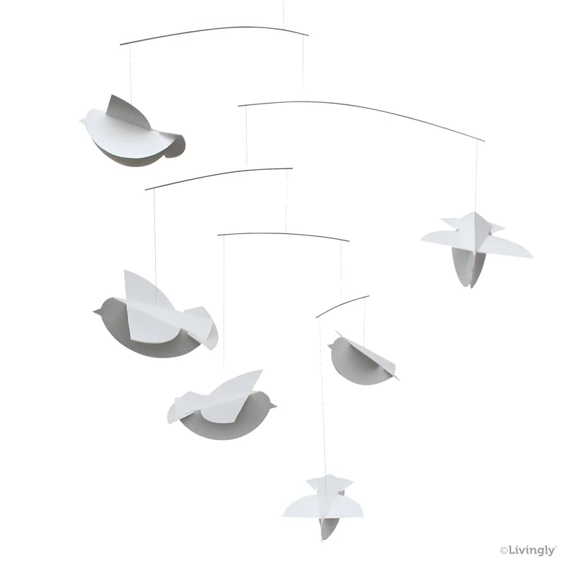 Livingly Mobile Bird Mobile, Weiß, Vögel von Livingly, ca.70x75 cm