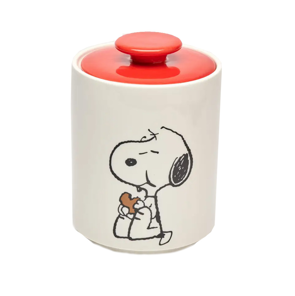 The Peanuts Dose mit rotem Deckel, Keramik, Snoopy , ca.12 x 15 cm , Snoopy Keksdose