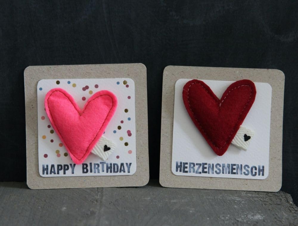 Good old friends Filzherzmagnet "Happy Birthday"