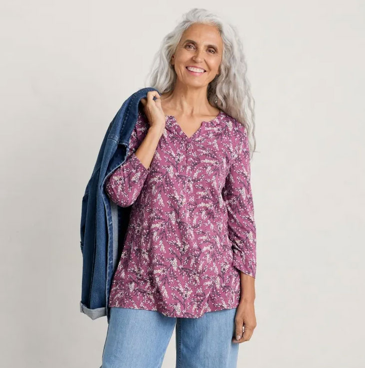 SEASALT CORNWALL Risso Jersey Top, Muster: Heather Sketch Buddleia