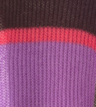 filAMORI Patentschal Colorblock 2 Marrone-Violetto, Streifen Koralle, Mohair/Seide, ca. 40 x 200 cm  