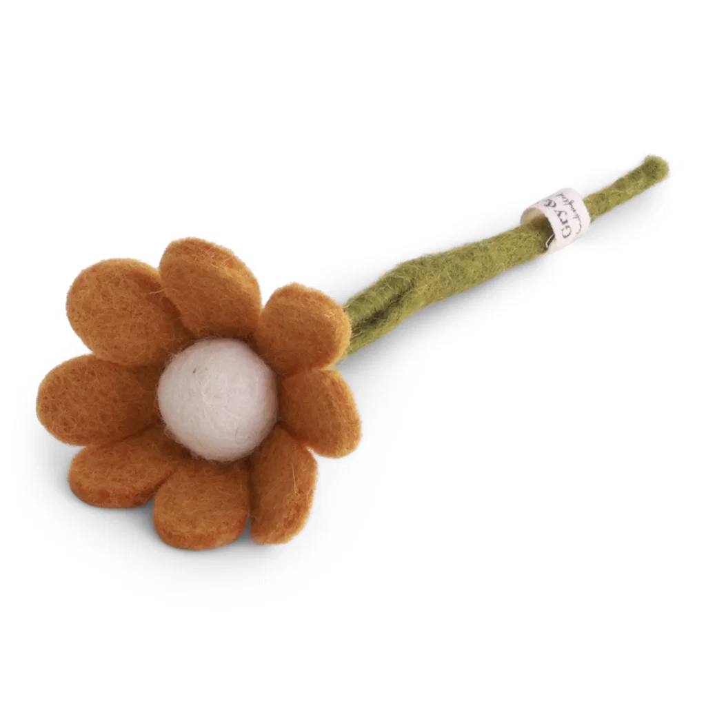 Gry & Sif Filz kleine Anemone mit Blatt, Farbe: Gelb, ca. 17 cm