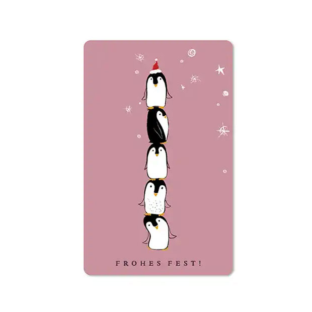 Lunacard Postkarte Weihnachten Frohes Fest, Pinguine