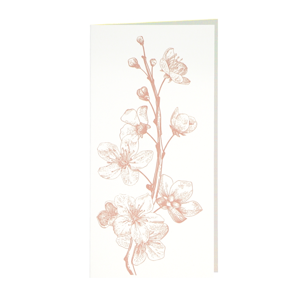 Briefkarte CHERRY, handgedruckt, DIN lang von Dorothee Lehnen , Kirschblüte, 