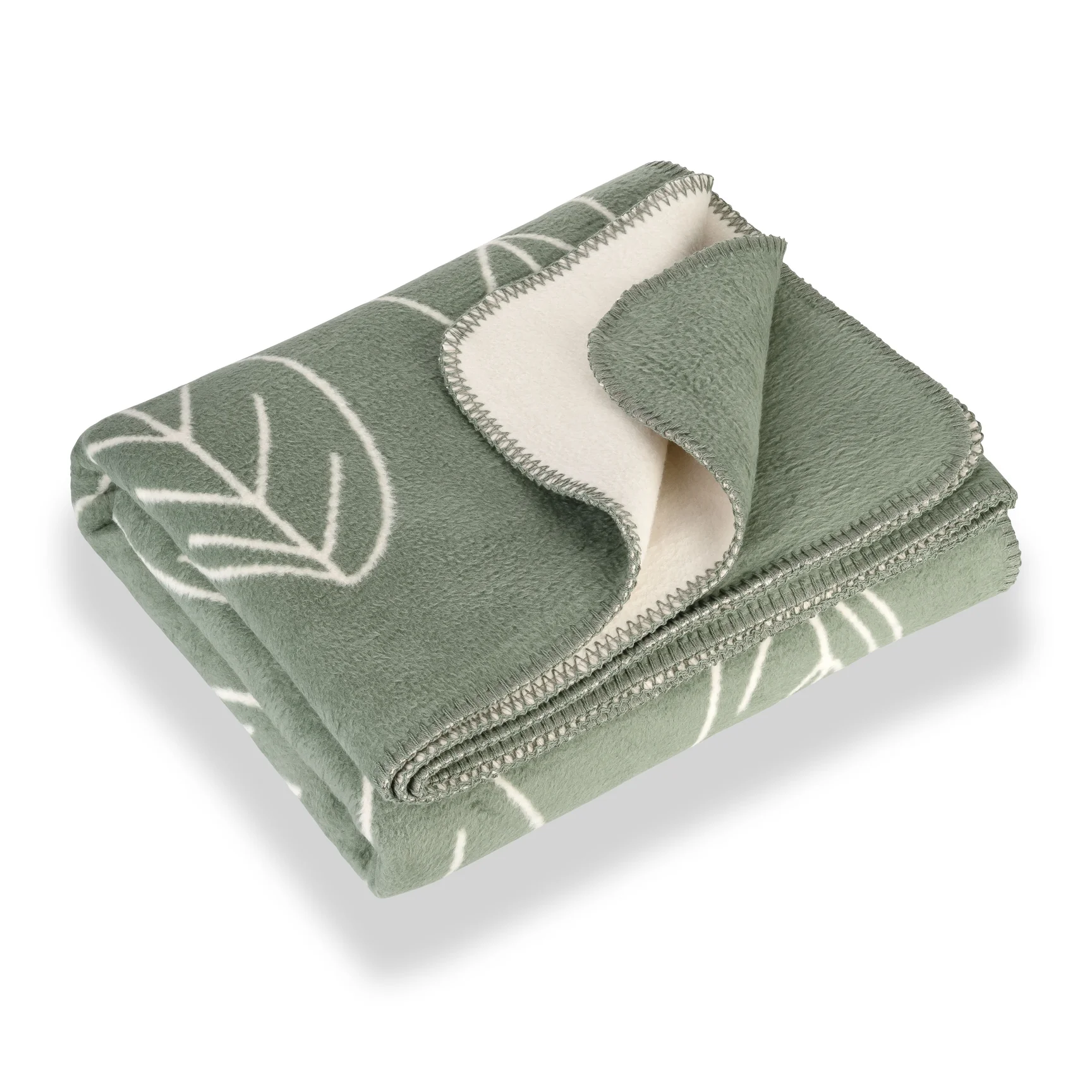 RIEMA Kuscheldecke BENTE aus 100% Bio-Baumwolle (kbA) salbei-grün und natur, ca. 150x200cm 