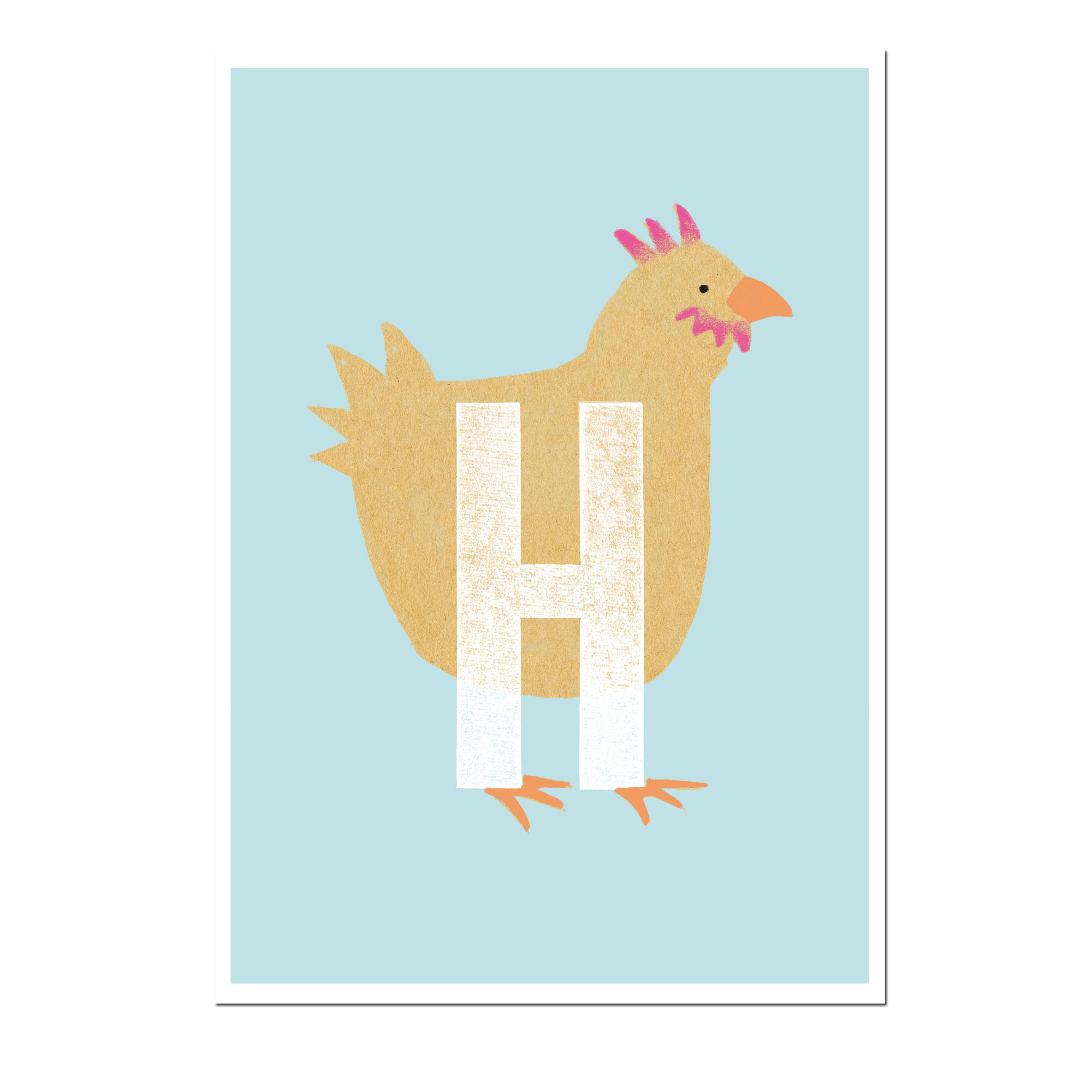 Postkarte Das ABC - H - von schönegrüsse, Neon, Huhn