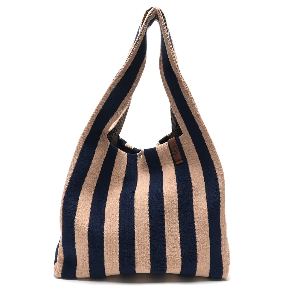 LOT83 Shopper Lois 45, Streifen Schwarz-Camel, ca.  45 x 35 cm , kuschelig