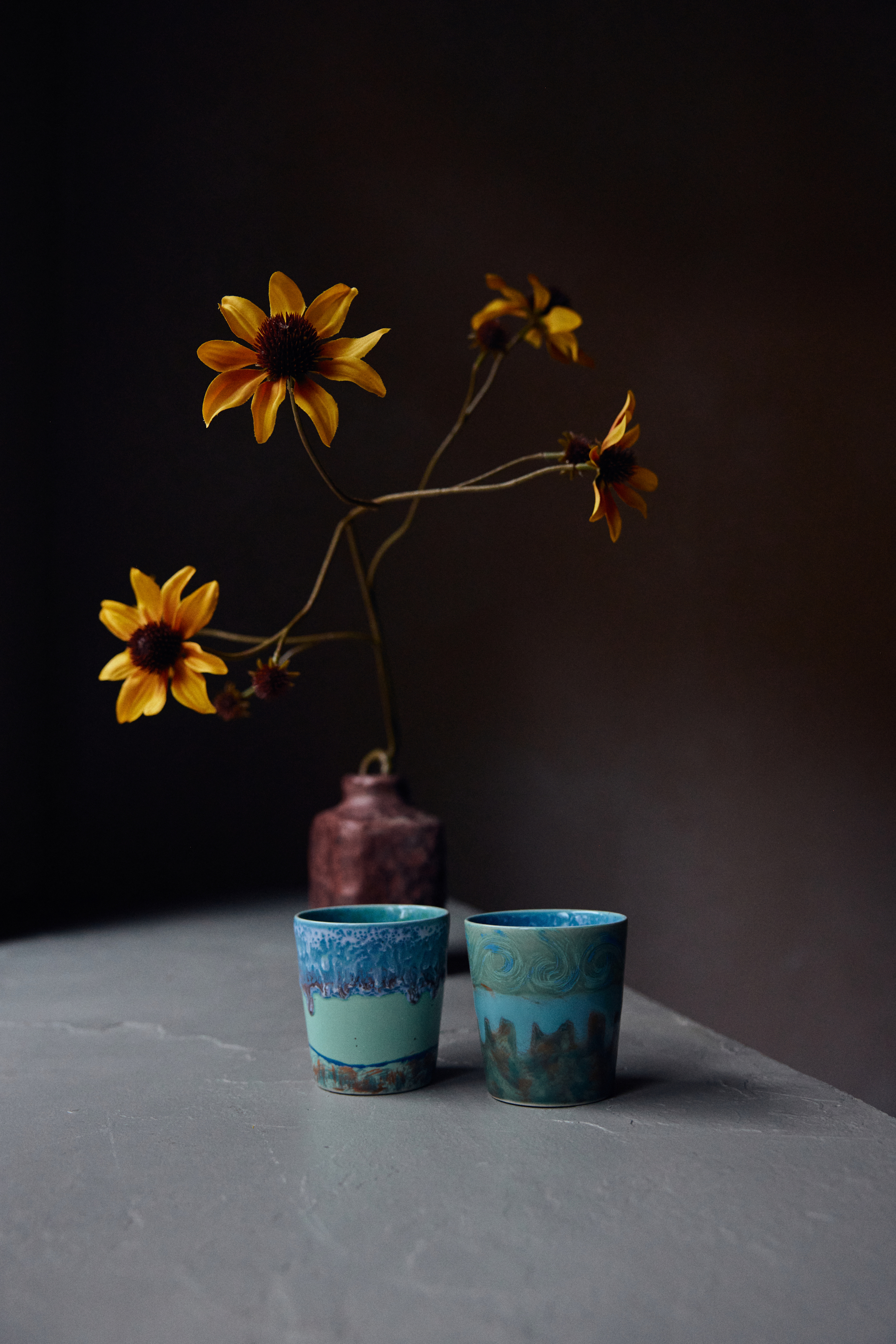 HKliving 70's Kaffee Becher Van Gogh 2er Set, SELF PORTRAIT, 70s ceramics: Van Gogh coffee mugs self portrait, set of 2
