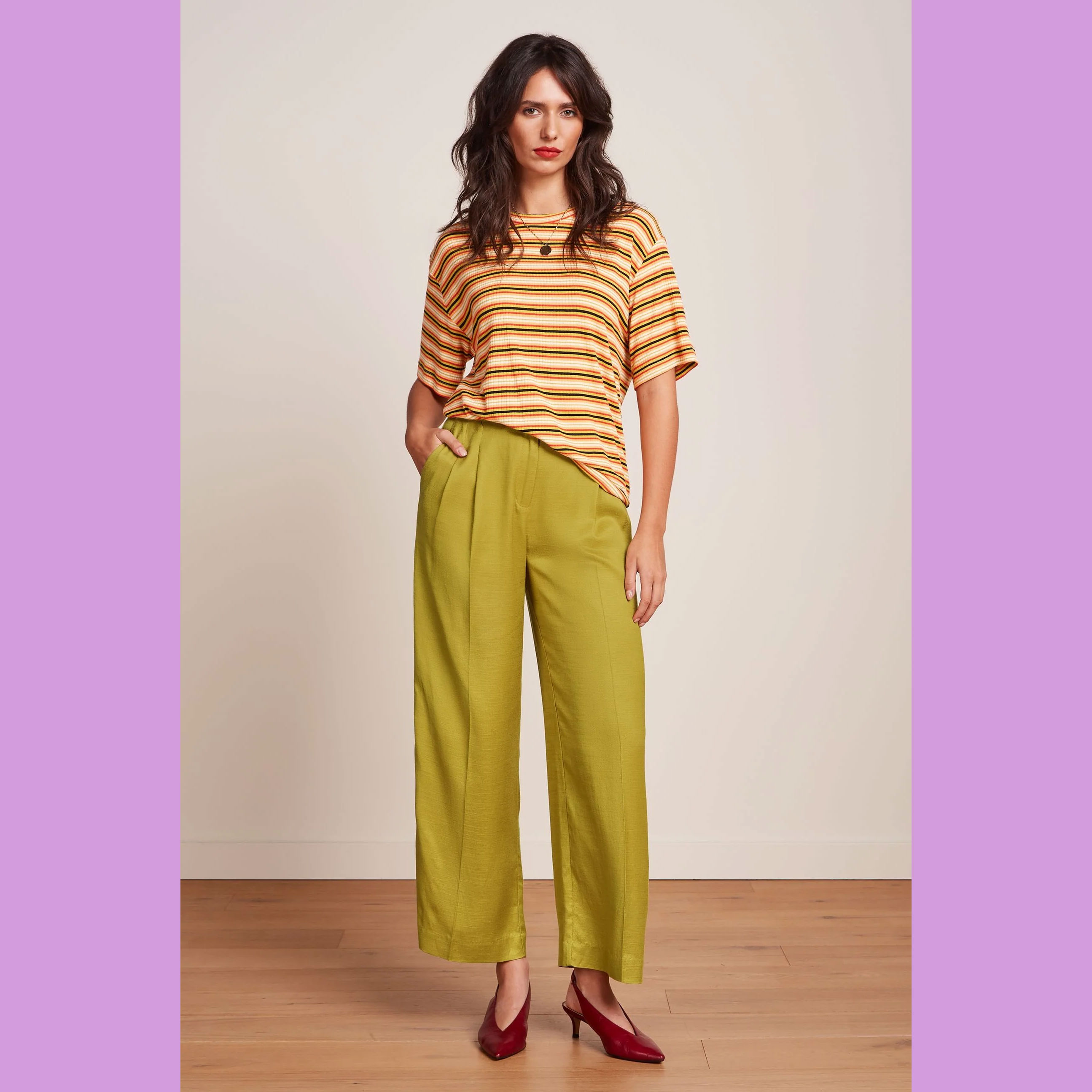 % King Louie Hose Peggy Pants Cameron, Farbe Cress Yellow - Cameron