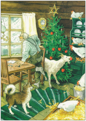Postkarte Inge Löök "Weihnachten auf dem Bauernhof "  Löök Postkarte Weihnachten