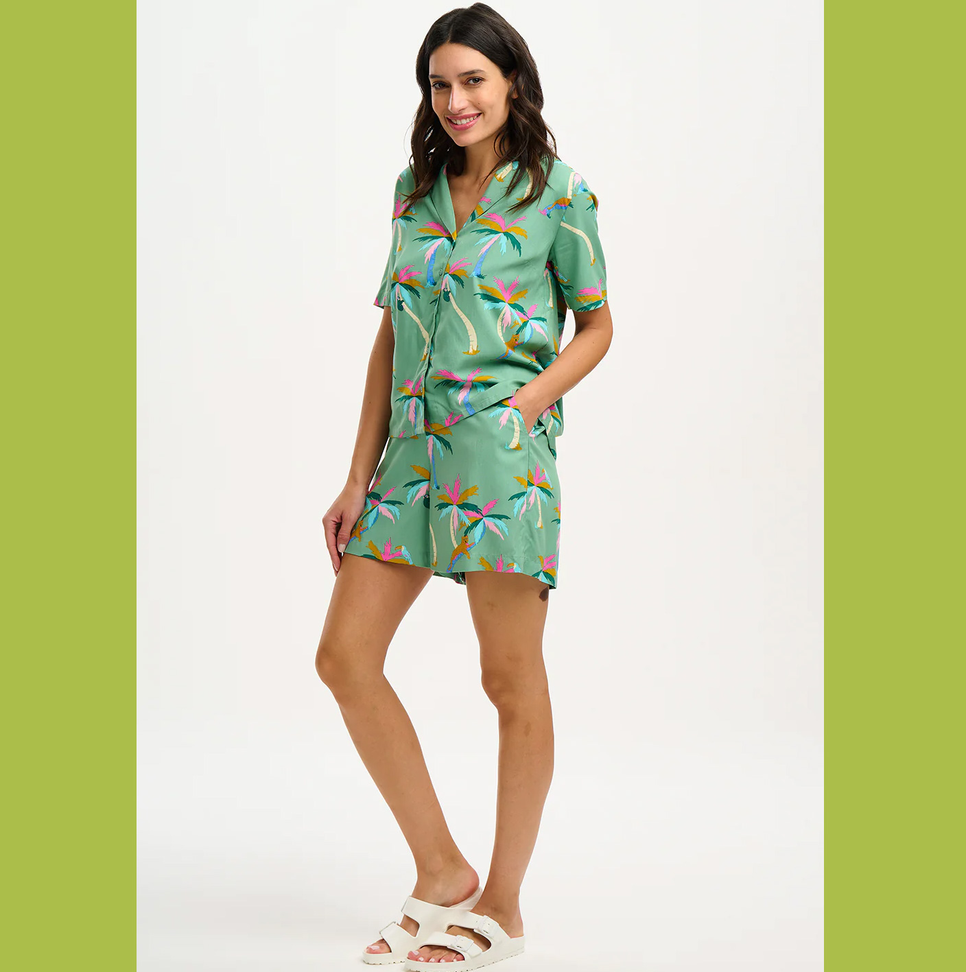 Enola Shorts - Green, Rainbow Palms von sugarhill BRIGHTON 