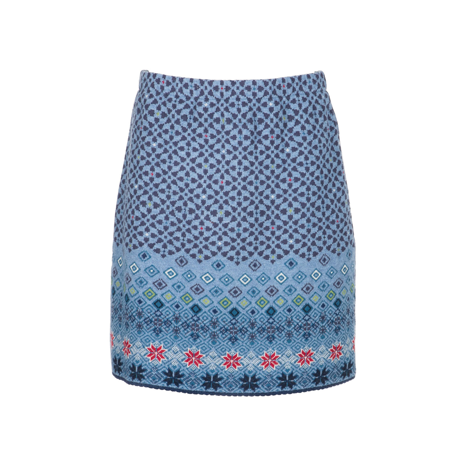 DUNQUE Jacquard-Rock" LARA" GOTS , Farbe blau-bunt, Made in Germany