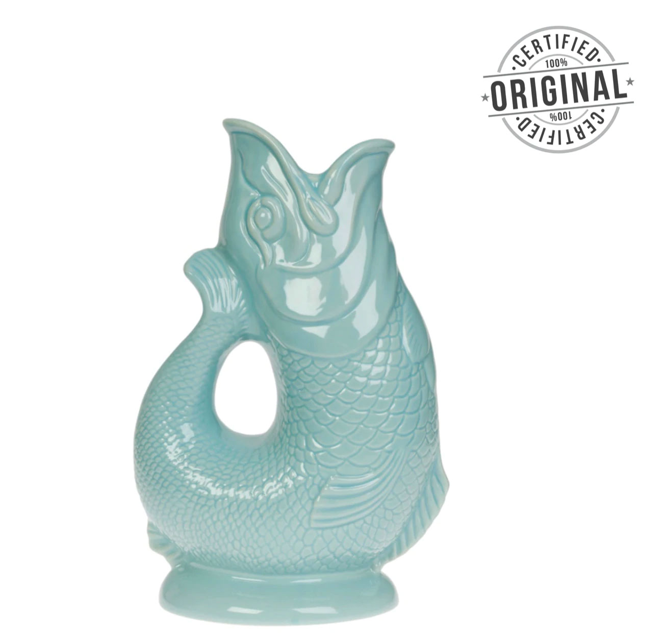 Gluckigluck  Fisch Karaffe/ Vase XL EAU DE NIL / mint ca. 1,1 L, Höhe ca. 27 cm 