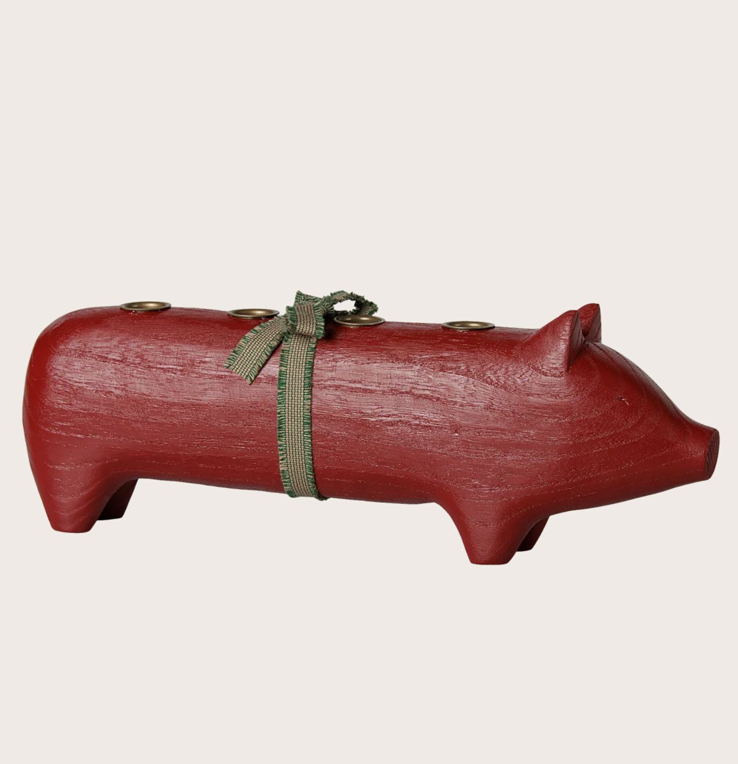Maileg Holzkerzenhalter, Schwein, Advent groß – Rot, Länge ca. 38 cm