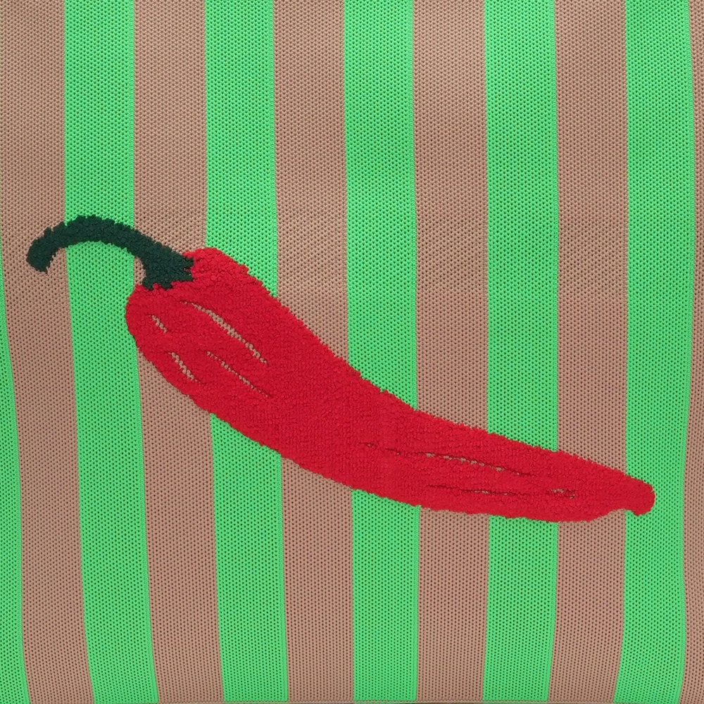 % LOT83 Shopper Rebellin Lara 1, Peperoni, Streifen Grün, ca. 46x12x38 cm