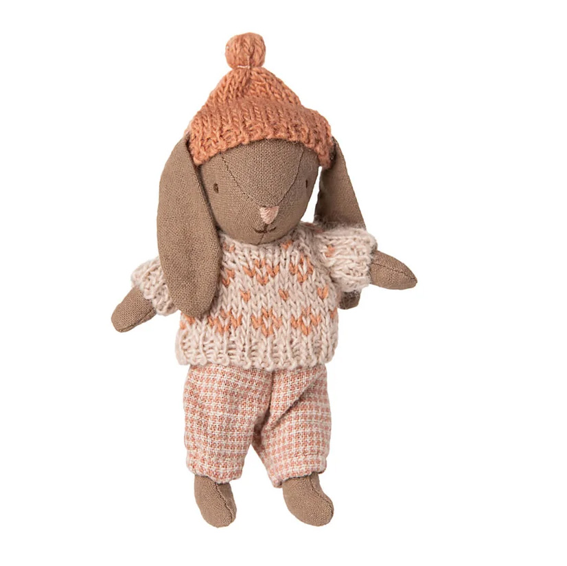 Maileg Winterhase, Micro - Braun - Rosa, ca.13,5 cm, super süß!