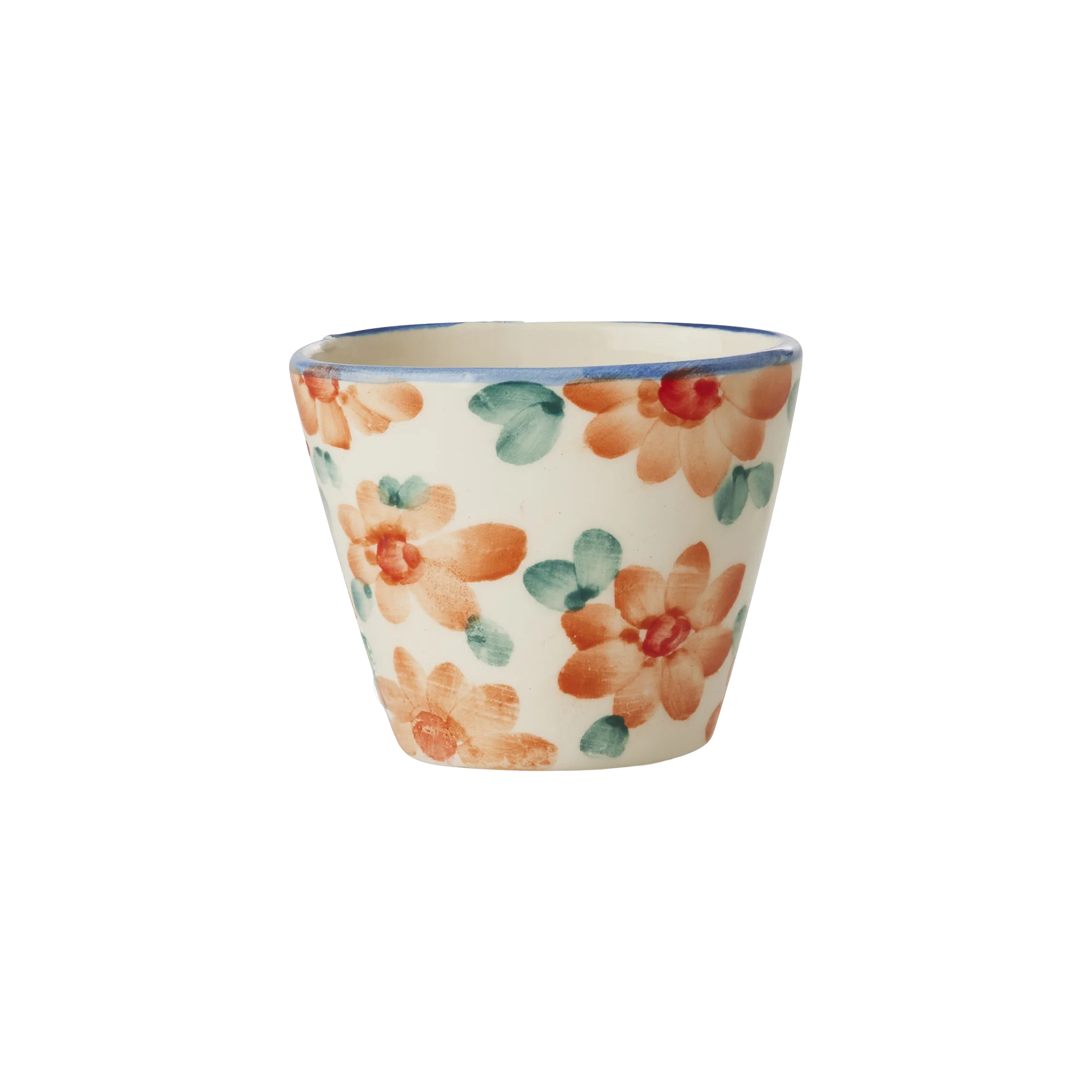 Rice Espressobecher FLOWERS, Extra klein Oval Keramik Espressobecher - Orange - Hand-painted Flowers