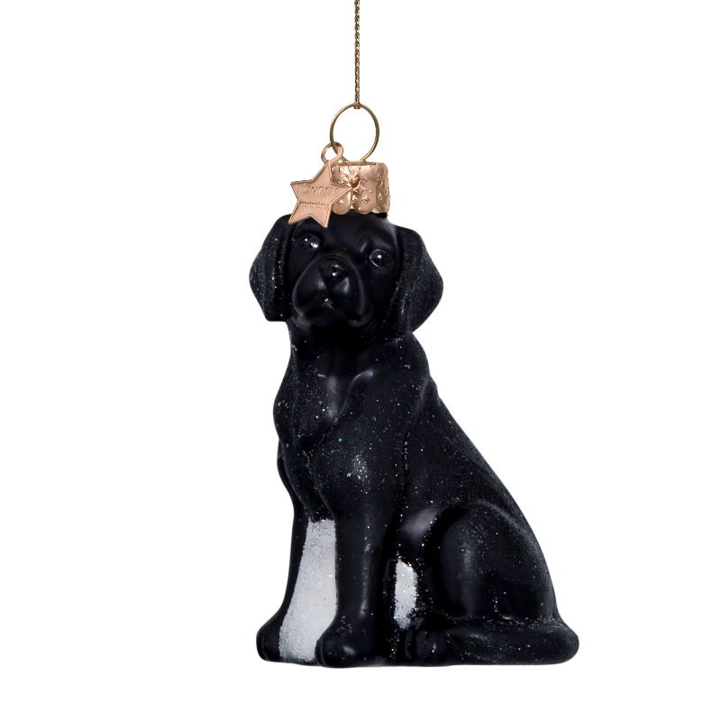 Weihnachtskugel Labrador schwarz, Glas,  H. ca.9 cm, Hund von Vondels
