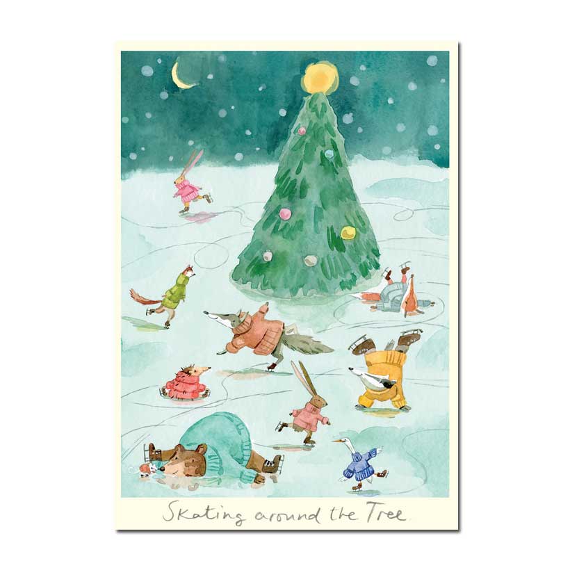 Two Bad Mice  Doppelkarte Weihnachten "Skating Around the Tree Christmas" von Two Bad Mice