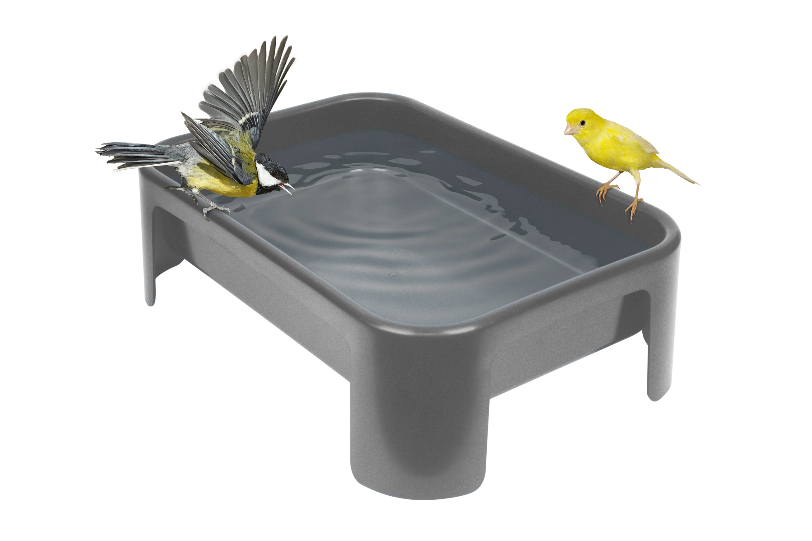Vogelbad " Hallo  Johann" , Vogelbad oder Futterspender aus 100% recyceltem Material