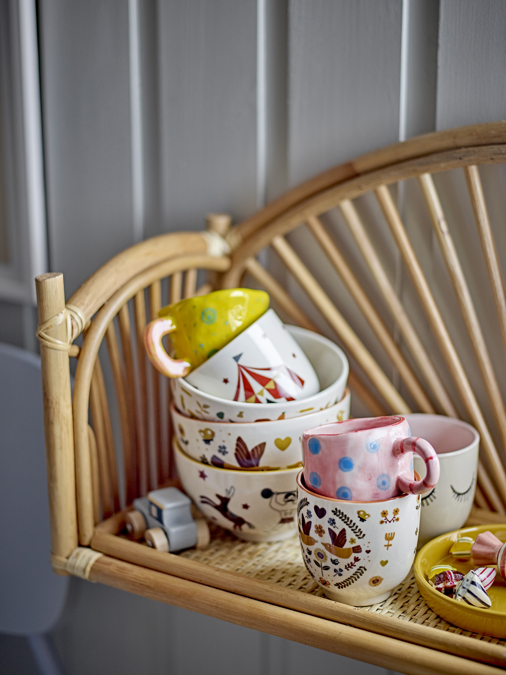 Nini Tasse, Rosa mit Tupfen, Steingut von Bloomingville, D7,5xH cm, handbemalt  