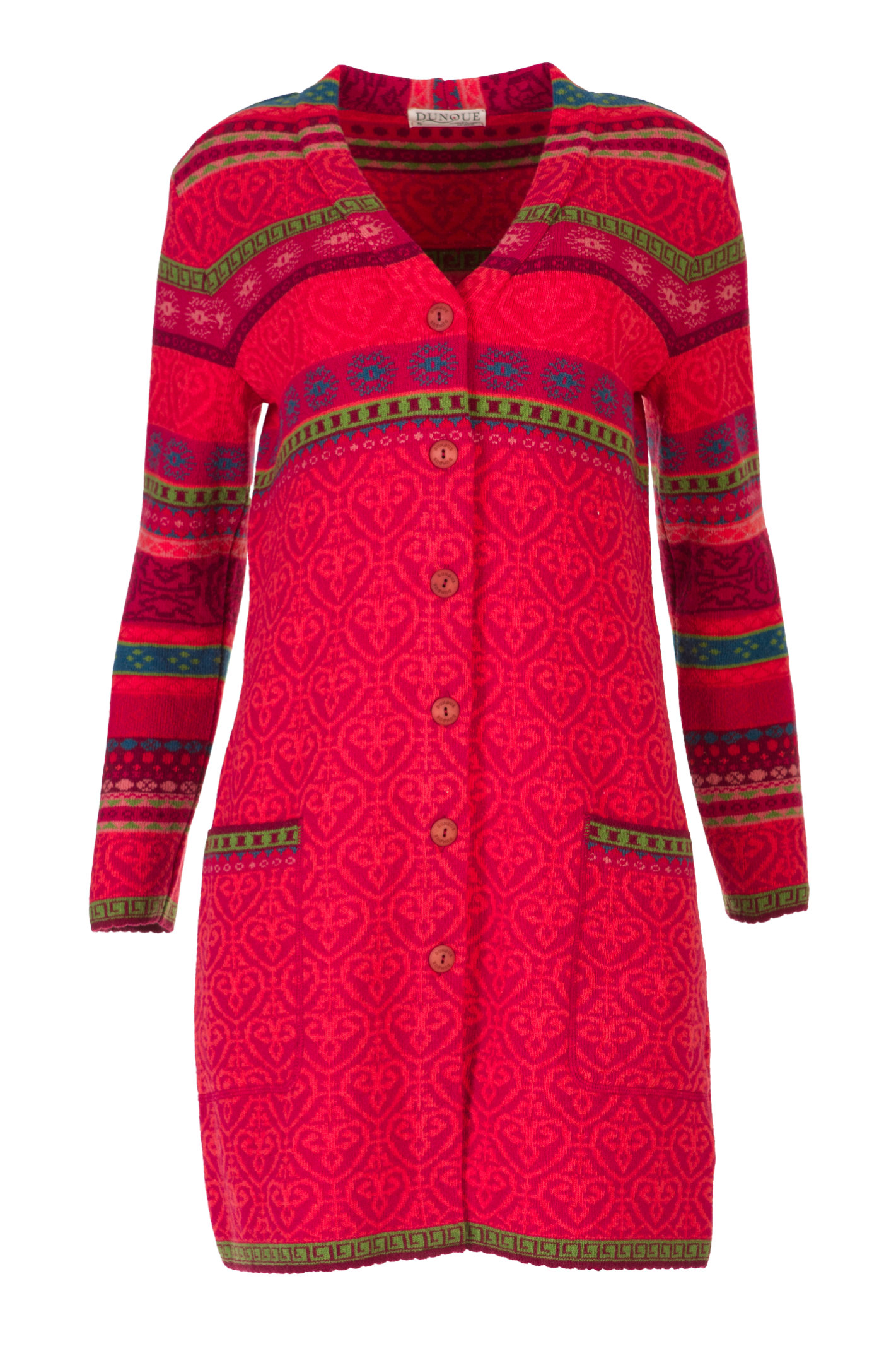 DUNQUE Jacquard-Kurzmantel "LENA" , Farbe rot-bunt, Made in Germany 