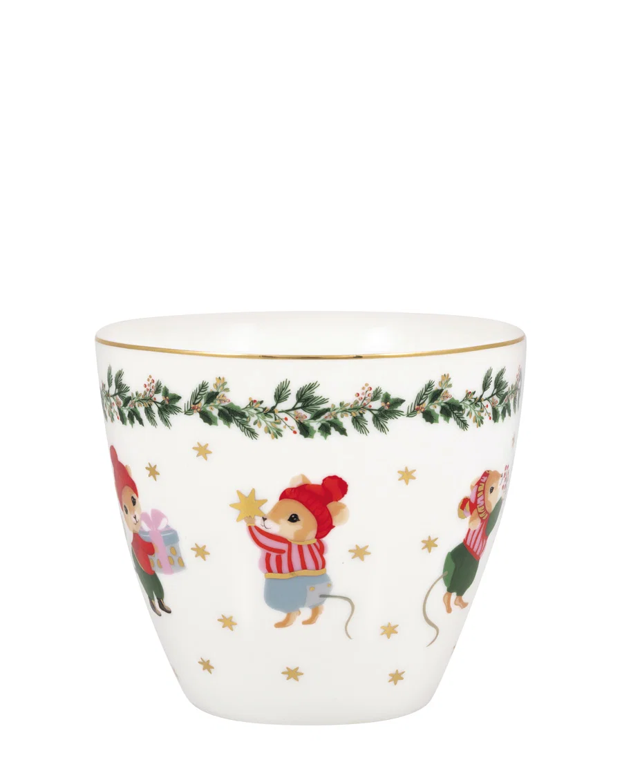 Greengate Latte cup Joanni white, Weihnachtsmäuse