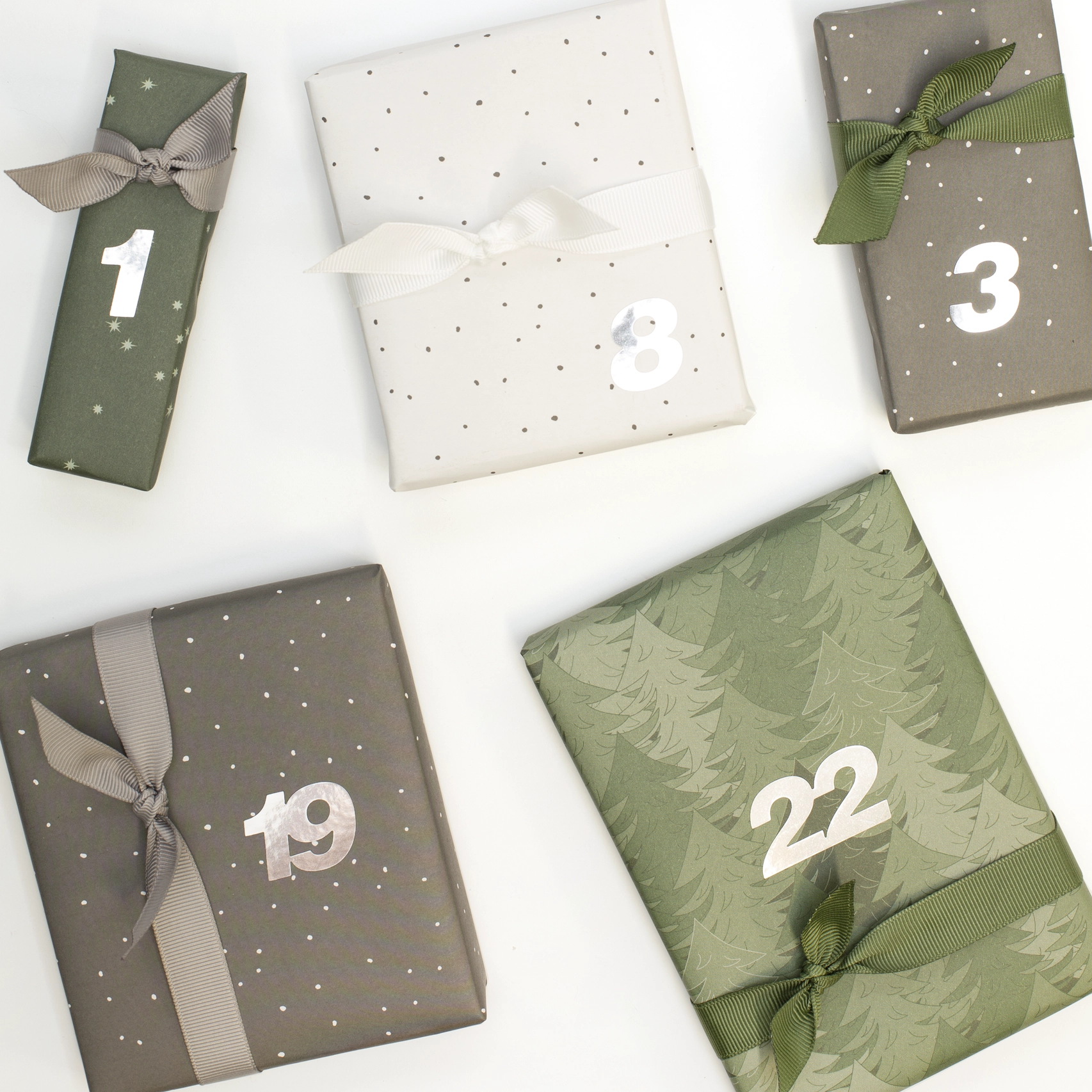 Adventskalender Zahlen Sticker Weihnachten - Silber