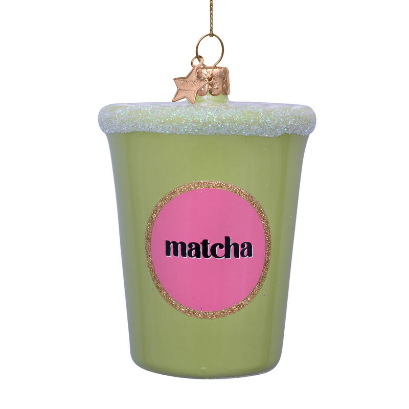 Weihnachtsanhänger Matcha Tee Latte, Glas,  H. ca. 8 cm , Ornament glass Matcha tea latte H8cm