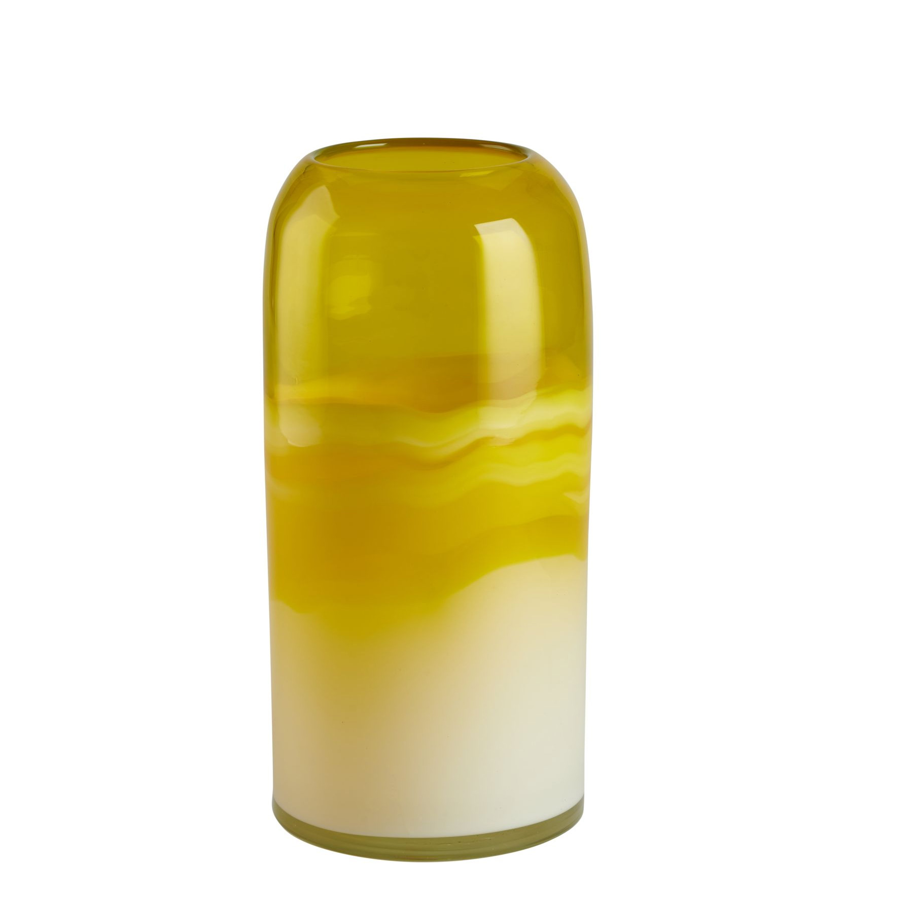 Chiffon, Vase, H26cm, gelb/weiß, df 