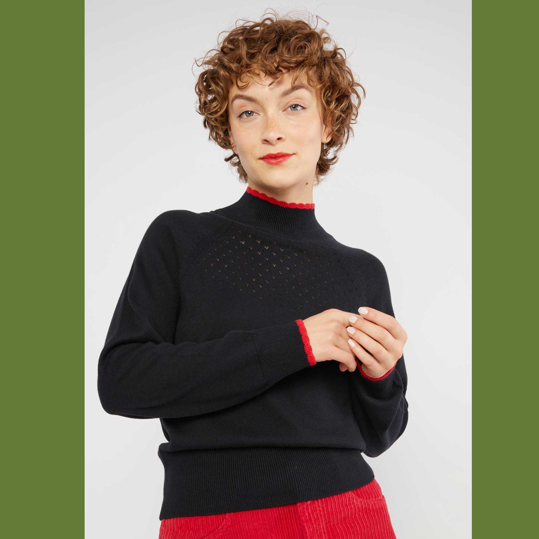 % Blutsgeschwister Strickpullover Delicious Minds, Muster: mushroom dream black