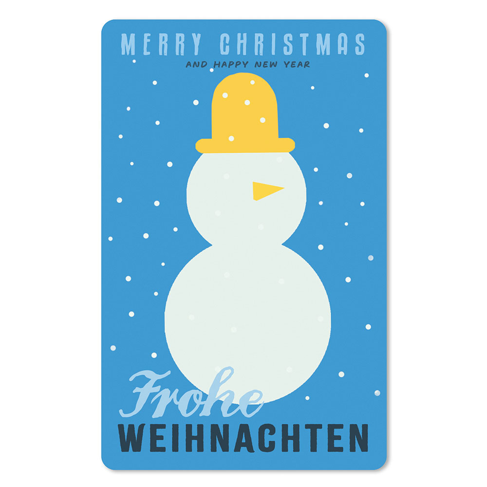 Lunacard Postkarte Weihnachten Schneemann
