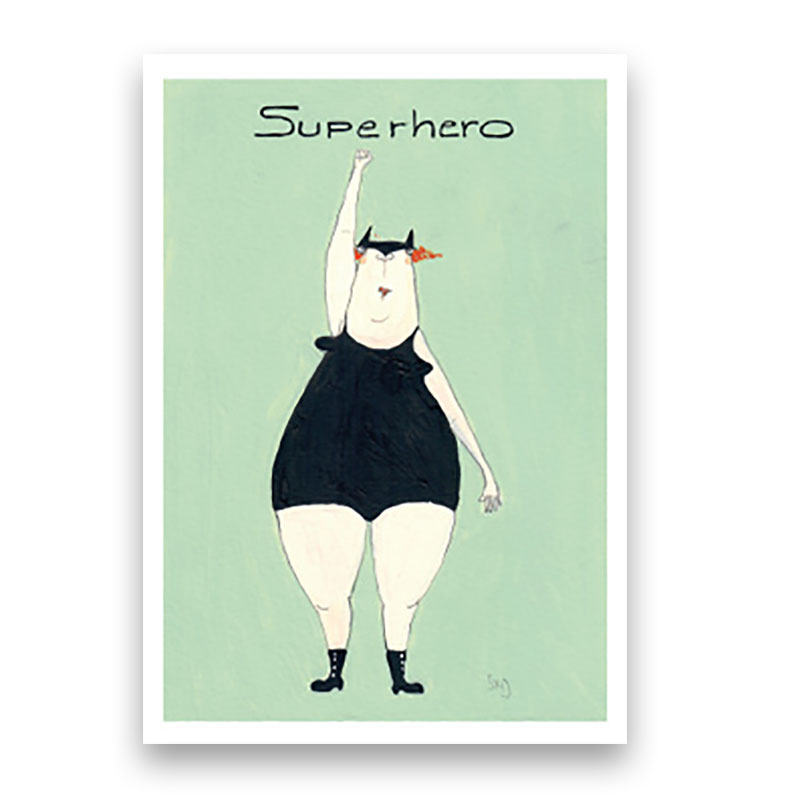 Postkarte kittiekatstudio "Superhero" von kittiekatstudio