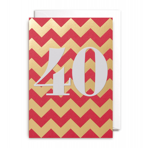 Doppelkarte "40 "  Geburtstag  von POSTCO, gold glänzend 