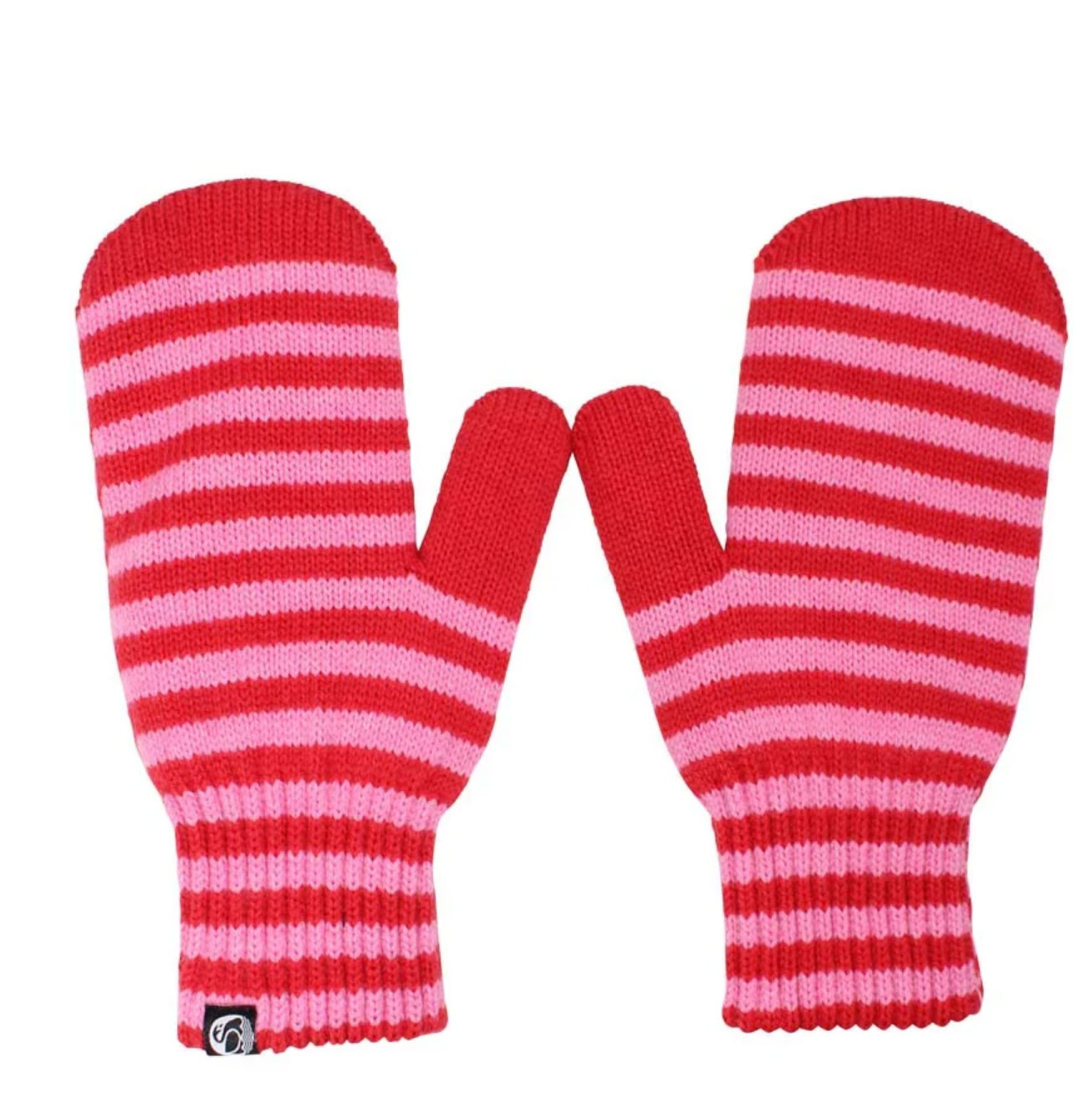 Danefae Danicebird Wollfäustlinge in leuchtendem Rot/knalligem Pink, ONE SIZE , Streifen