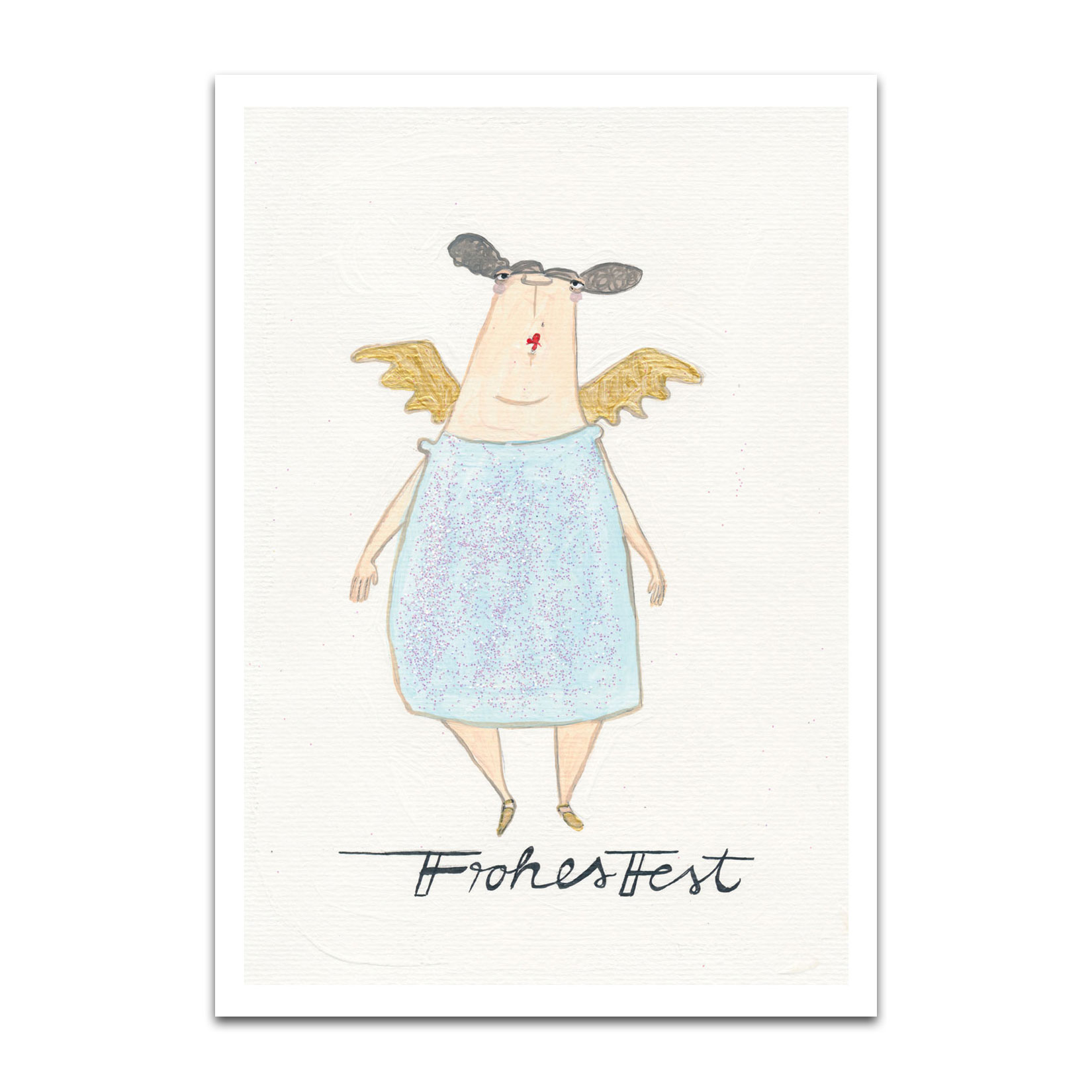 Postkarte kittiekatstudio xmas "frohes fest glitzer" von kittiekatstudio , Engel