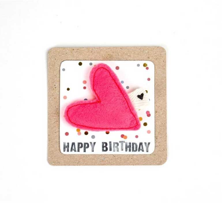 Good old friends Filzherzmagnet "Happy Birthday"
