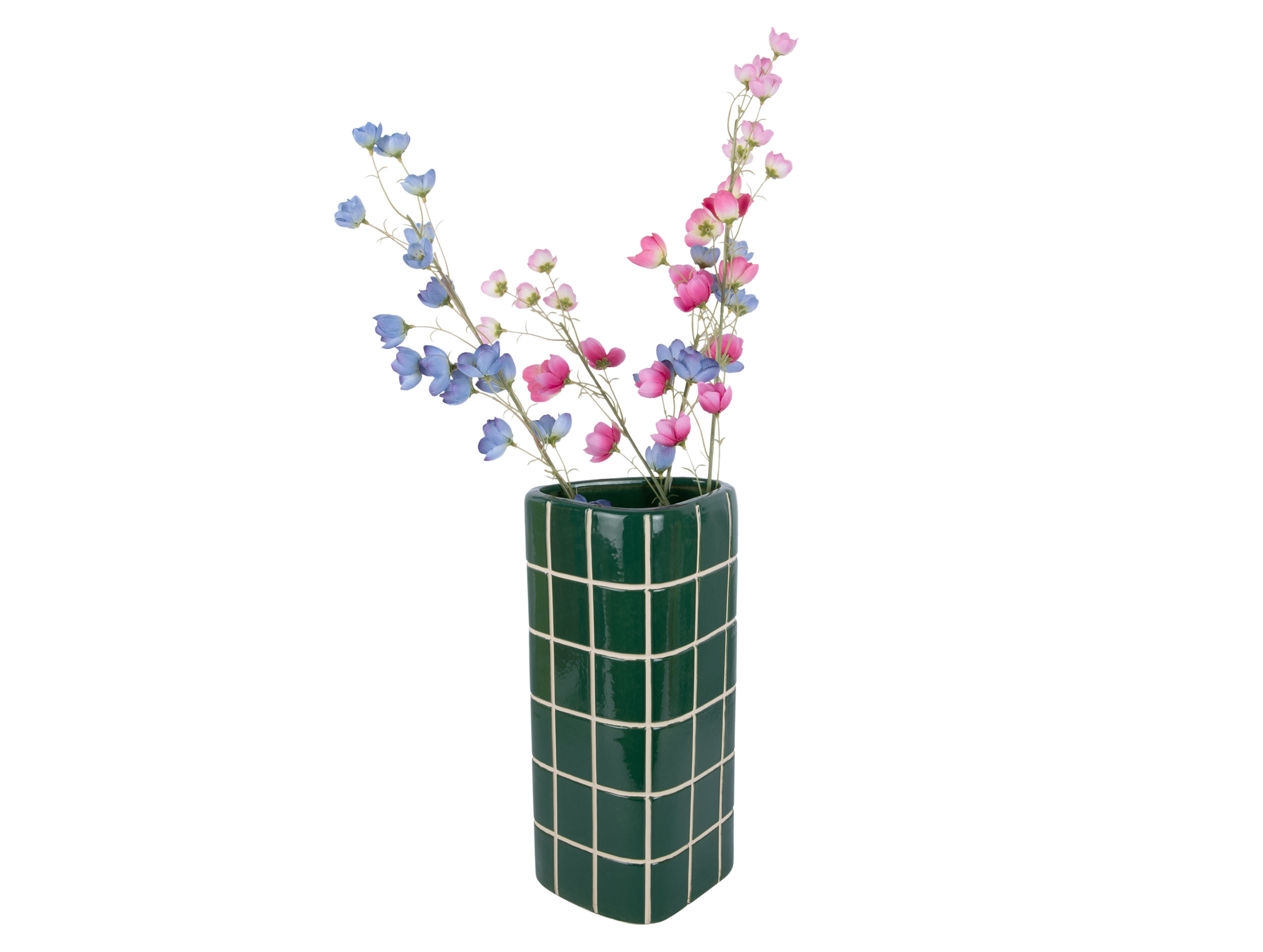 Vase Retro Fliesen Grün, Retro Tiles Triangular Large, Höhe 37 cm, D.15 cm    