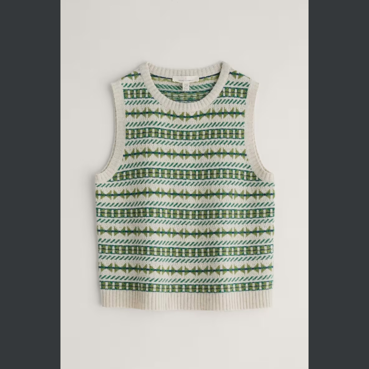 % SEASALT CORNWALL Pullunder Lemon Porch Fair Isle Knitted Vest