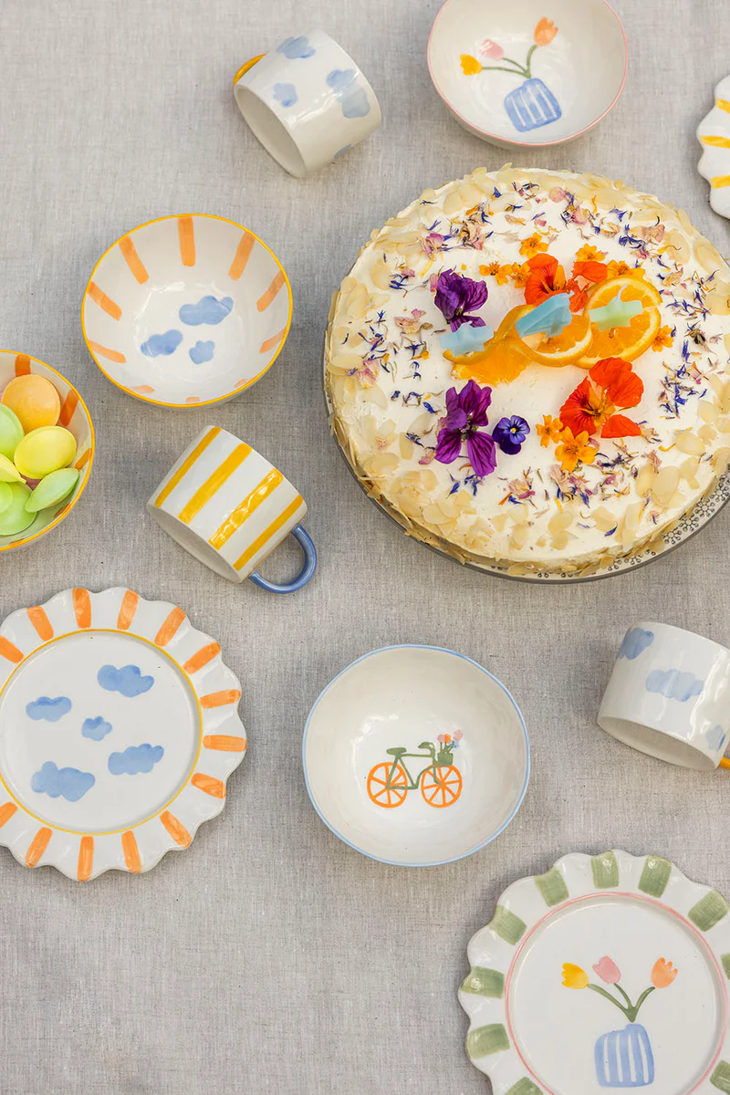 Teller VELOBLOOM, Fahrrad,  D. 18 cm, Keramik  