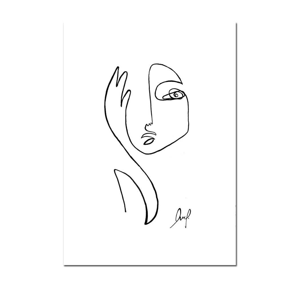 Leo la Douce Postkarte – WHERE AM I von Leo la Douce, Gesicht, weiß