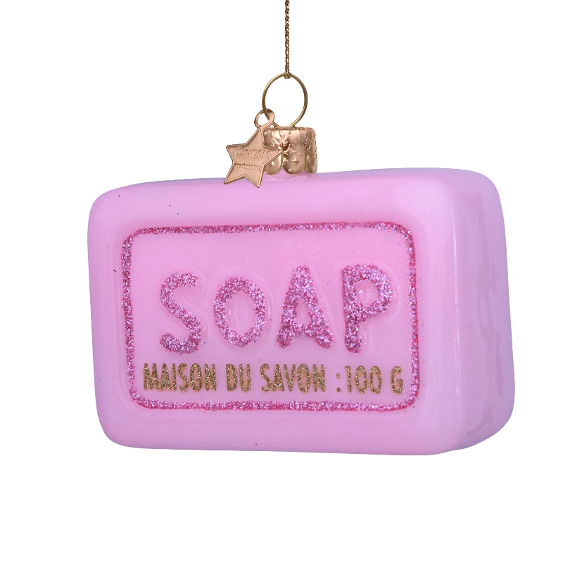 Weihnachtskugel Seife, "Maison du savon : 100g" , H. ca. 5 cm, Glas von Vondels , soap