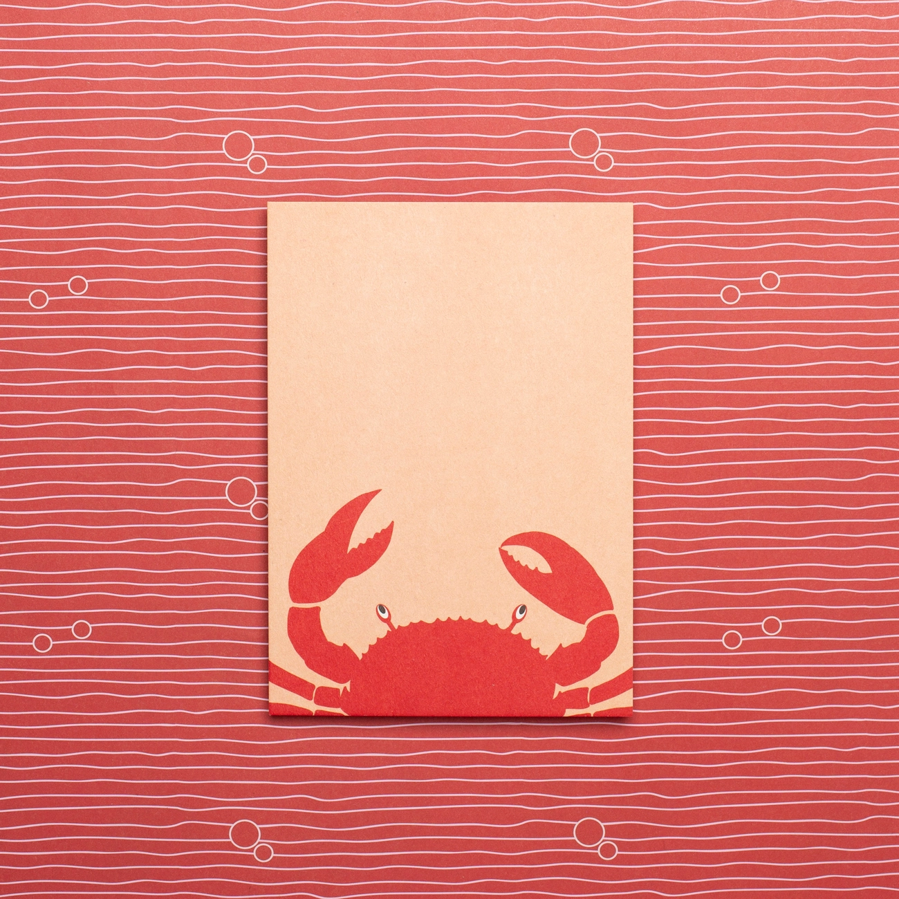 Postkarte Krabbe,  Holzschliffpappe