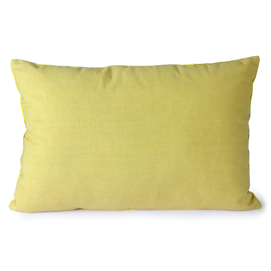 % HKliving Kissen Velvet gestreift gelb/grün 40x60 cm, Samtoptik 