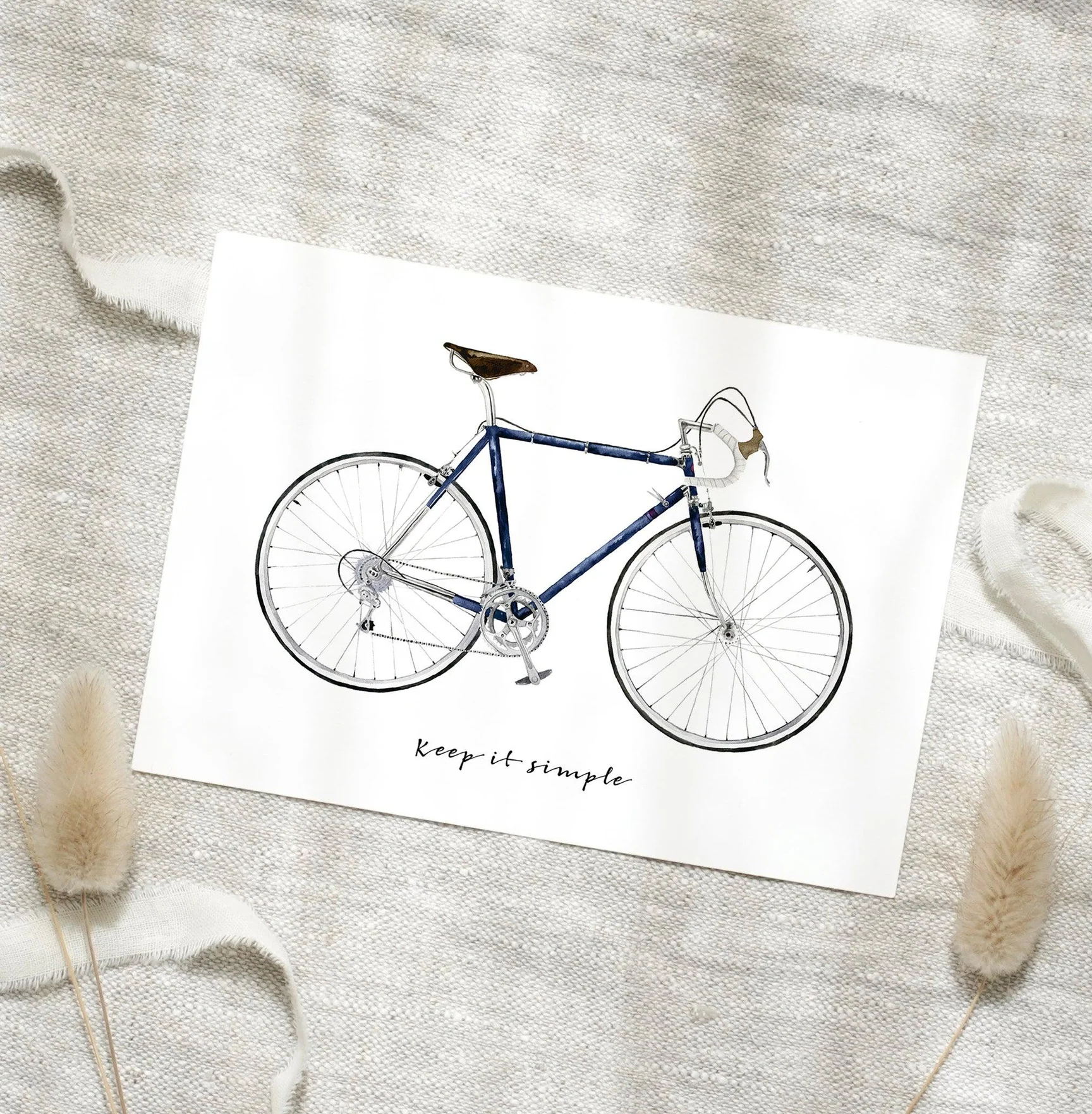 Leo la Douce Postkarte – Keep it simple | Blue Bicycle , Fahrrad, Rennrad