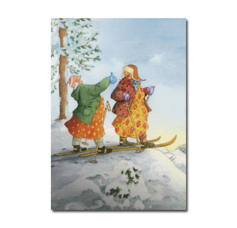 Postkarte Inge Löök " Frauen beim Skifahren"  Löök Postkarte Winter