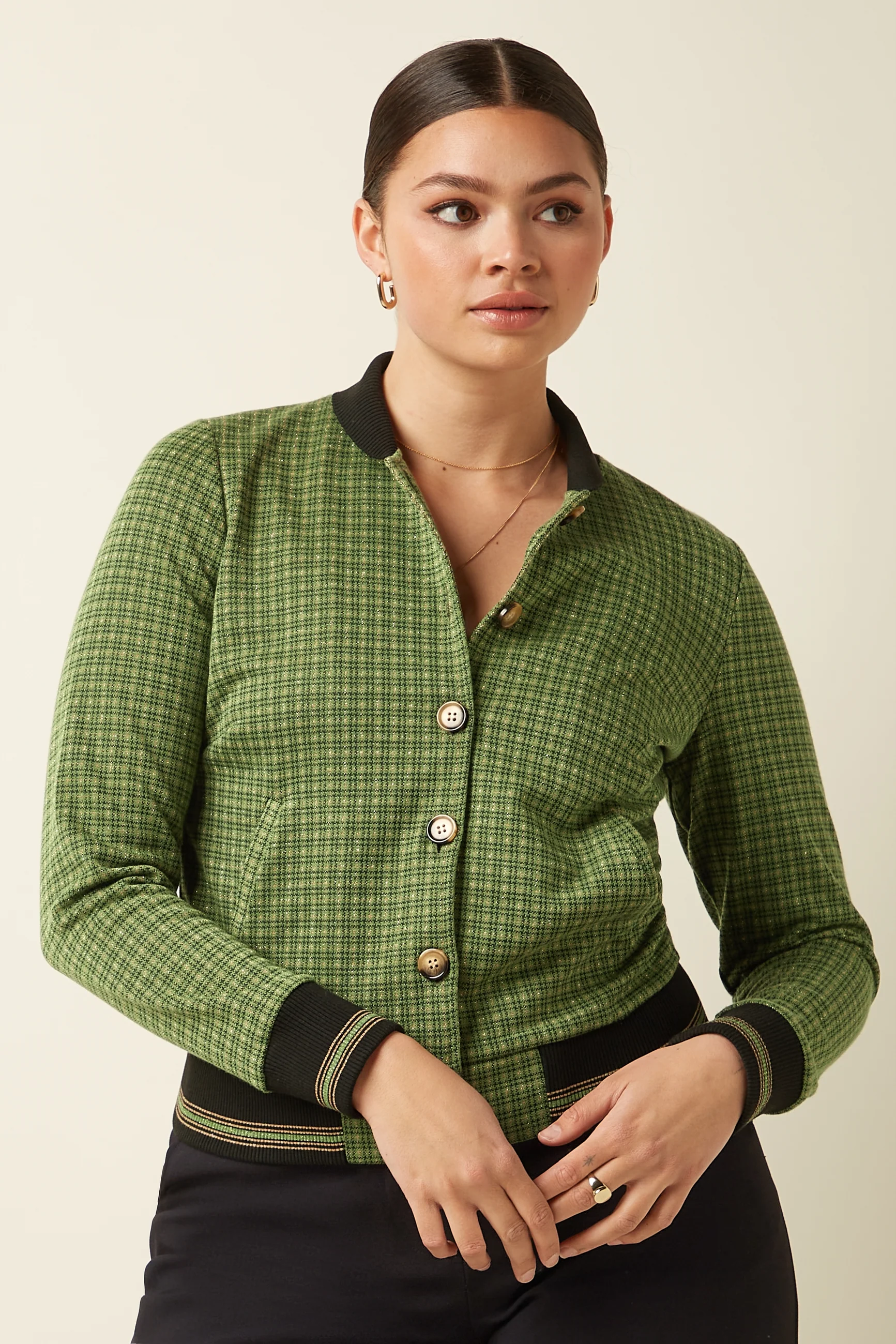 King Louie Cleo Jacket Ivy Check, Farbe Guacemole Green - Ivy Check