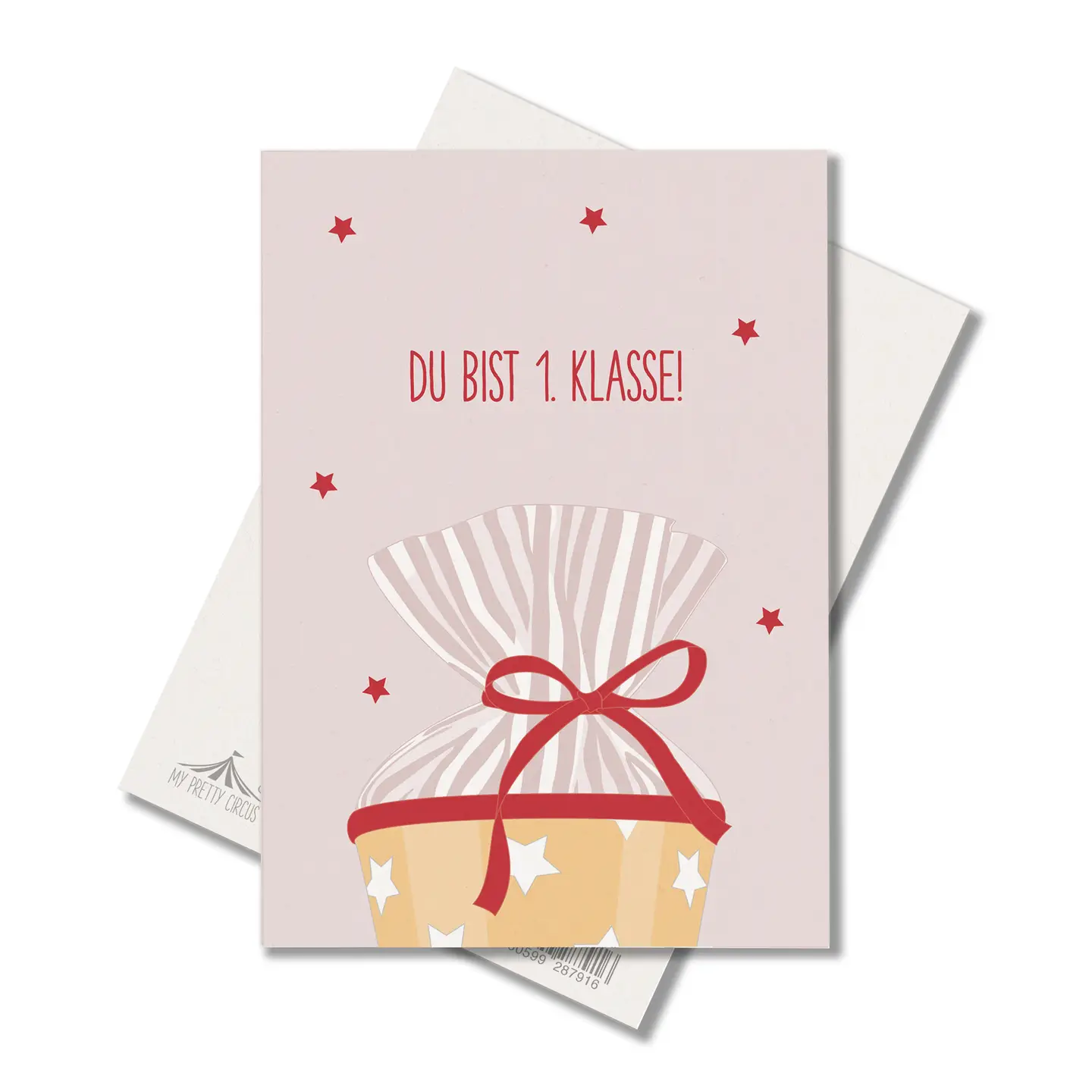 Postkarte Schulanfang, Schultüte, Holzschliffpappe